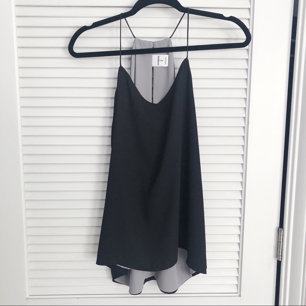 NWT Express Black & Grey Reversible V-Neck Tank